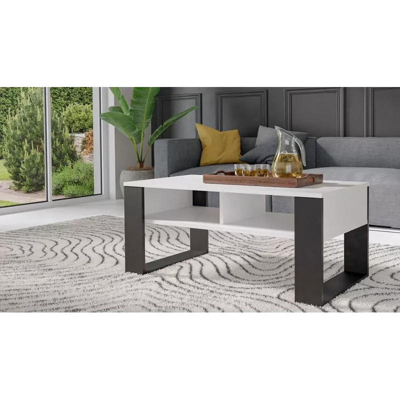 Coffee table top e shop MODERN 2P BIEL CZ — rectangular white tabletop, 2 legs