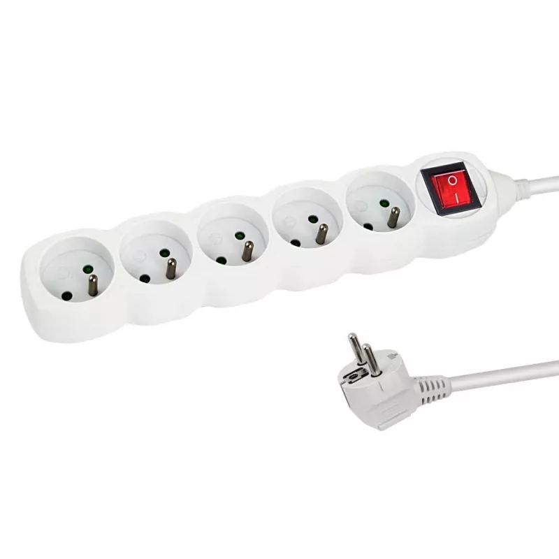 Power extension ESPERANZA ELK214W 1.5 m, 5 Type E AC outlets, indoor, white