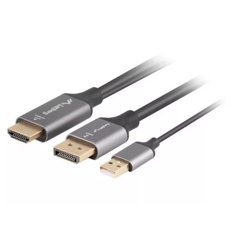 HDMI(M)->DISPLAYPORT(M) CABLE 1M 4K BLACK LANBERG