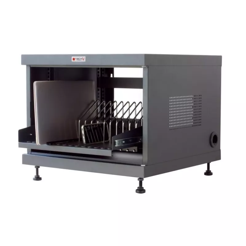 Rack shelf TECHLY 367652 cable organizer with 3M adhesive mounting, steel, 550×550×410 mm, black