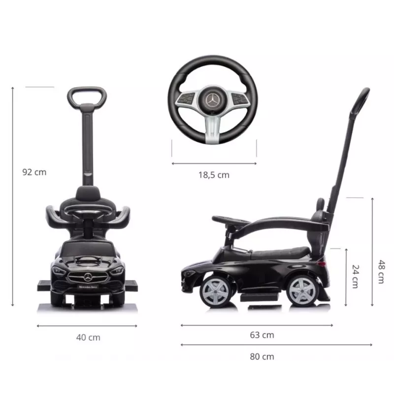Ride-on push car milly mally Mercedes C-Class Black, model 6107