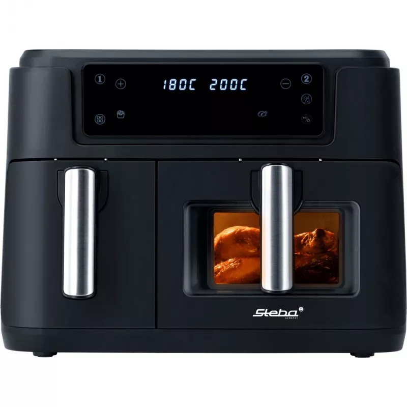 Dual Air Fryer HF 9500 DUO (black, 2.400 Watt, 2 baskets 6 L + 3.5 L)