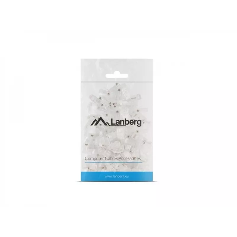LANBERG RJ-45 cable connector PLU-5000, U/UTP (UTP) shielding, translucent white, pack of 100