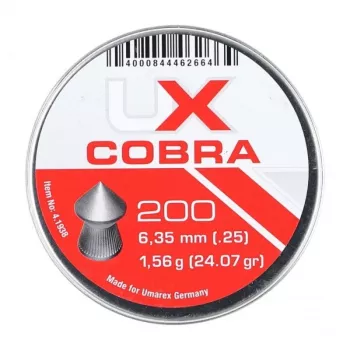 Gun pellet UMAREX Pointed Ribbed Shot Cobra 6.35 mm, 1.56 g, silver, 200 pcs