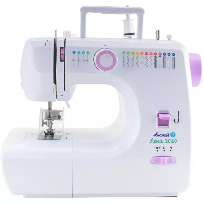 Mechanical sewing machine Lucznik Lena 2019 — basic mechanical model, 16 programs, 24 W, free arm, 4-step buttonhole