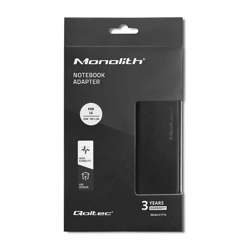 Qoltec 51774 Power adapter for LG monitor 25W | 1.3A | 19V | 6.5 * 4.4 + power cable