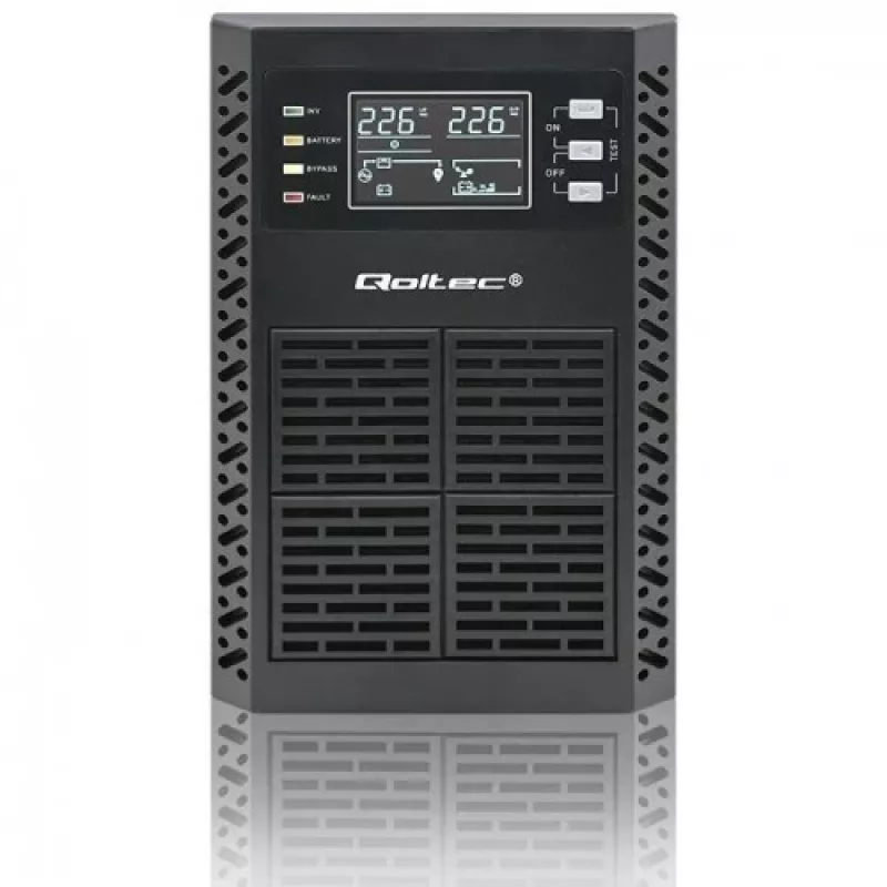 Qoltec 52281 uninterruptible power supply (UPS) Double-conversion (Online) 2 kVA 2000 W 3 AC outlet(s)