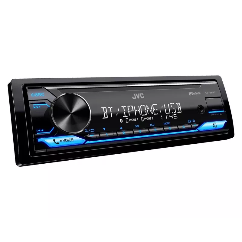 Car radio JVC KDX-382BT with Bluetooth and USB — single DIN, AUX input, FM tuner