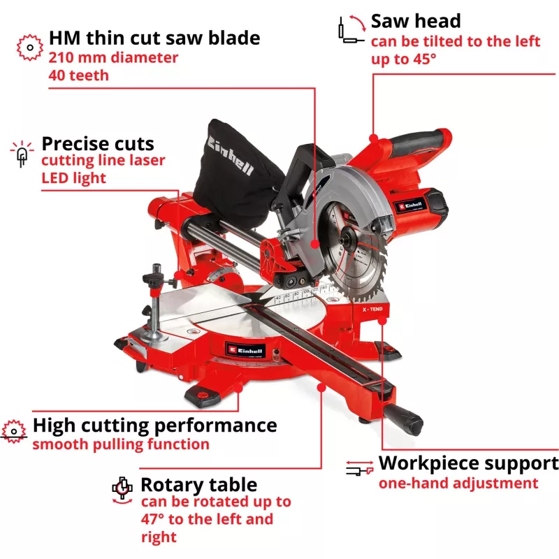 Sliding Compound-Miter Saw Einhell TE-SM 36/210 Li - Solo