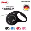 Retractable lead Flexi Classic 5 m Black for medium dogs, cord, max load 20 kg, reflective elements