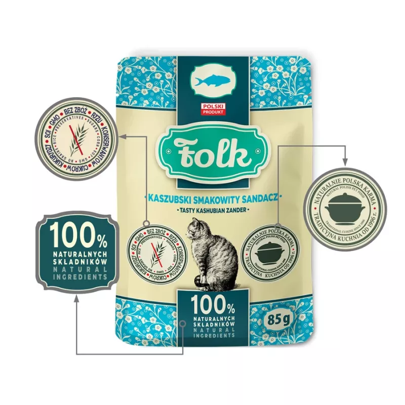 FOLK Tasty Kashubian zander - wet cat food - 85g