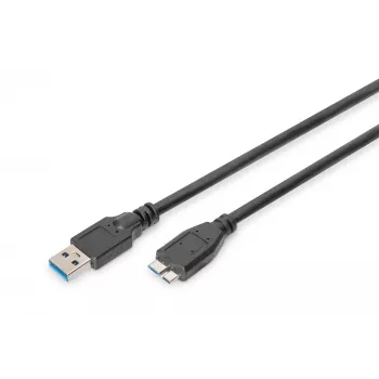 ASSMANN SuperSpeed USB 3.0 Cable, USB A Plug Micro USB B-Plug, Cu AWG 28, 2x Shielded, dl. 1.0m (AK-300116-010-S)
