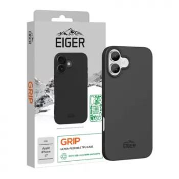 Protective grip case Eiger for iPhone 17 — black, durable lightweight shell