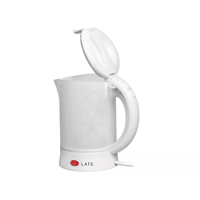 Electric kettle LAFE LAFCZA45865, stainless steel, 0.6 L, 600 W, light grey, hinged lockable lid