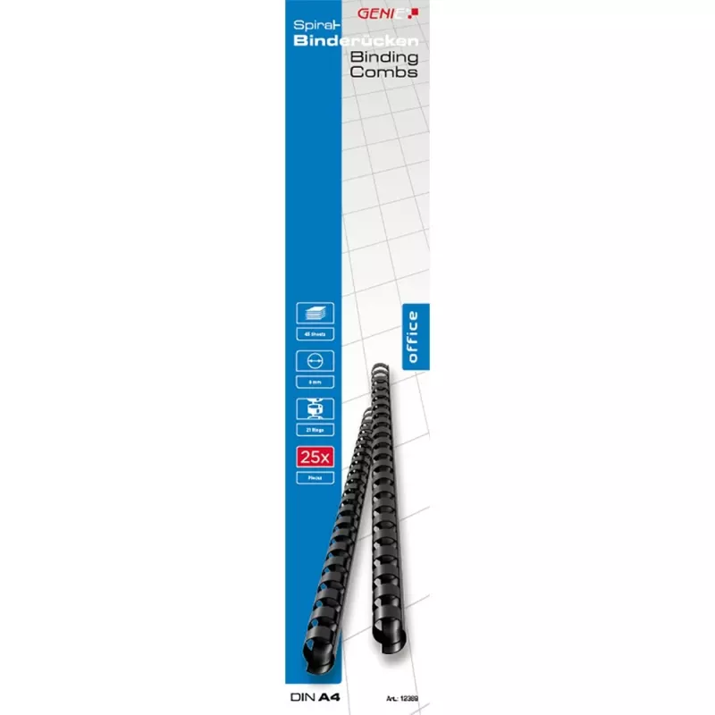 Genie 12369 - Binderücken - Schwarz - 45 Blätter - Kunststoff - 8 mm - 80 mm
