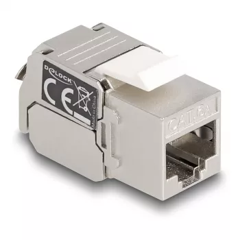 DeLOCK Keystone Module RJ45 jack to LSA Cat.6A with LED Silver White