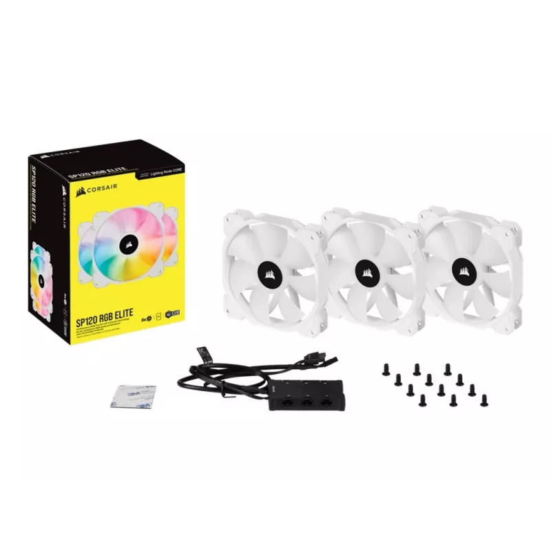 Corsair iCUE SP120 RGB ELITE Performance 120mm White PWM ARGB Case Fan Triple Pack