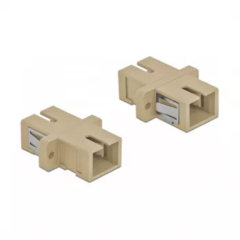 Fibre optic connector SC female–female DELOCK 85993, beige, pack of 4