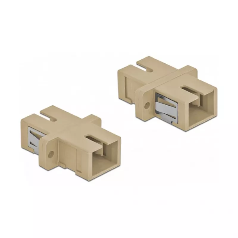 Fibre optic connector SC female–female DELOCK 85993, beige, pack of 4
