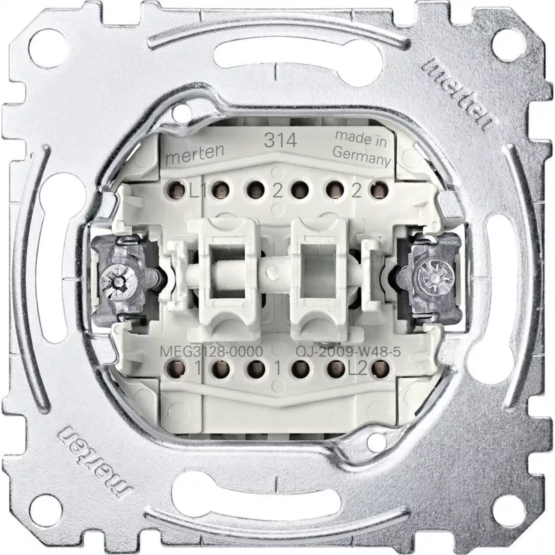 Merten Two-Way Switch/Button Insert MEG3128-0000 10AX/10A AC250V Socket Outlet (MEG3128-0000)