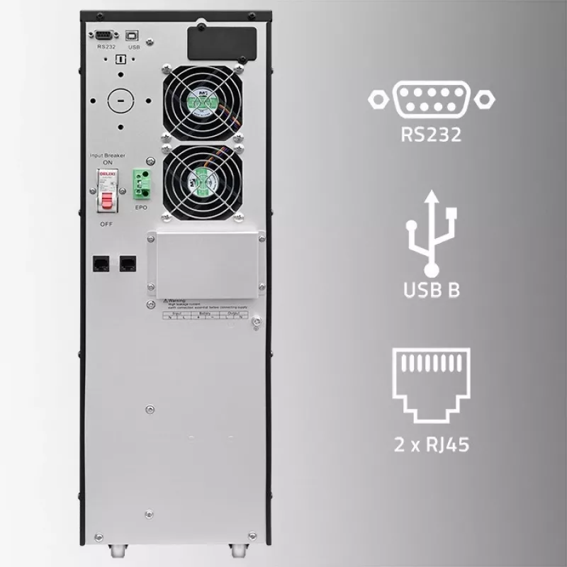 Qoltec 52284 Uninterruptible Power Supply UPS | 10kVA | 10000W | Power factor 1.0 | LCD | EPO | USB | On-line
