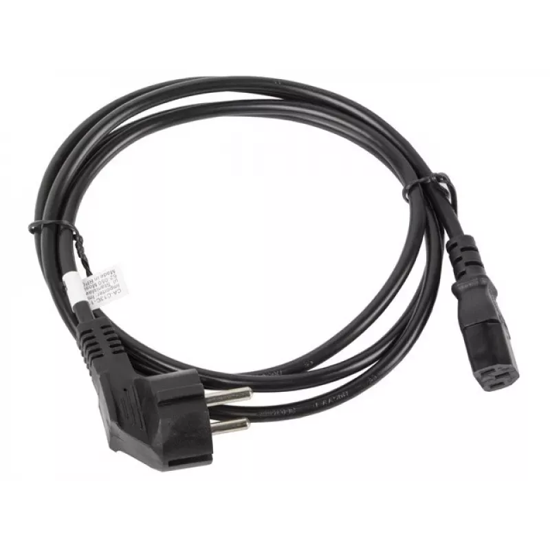 Power cable LANBERG CA-C13C-11CC-0018-BK — 1.8 m, C13 coupler to CEE7/7, angled C13
