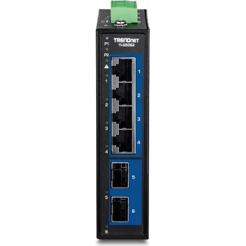 Industrial 6-Port 2.5G DIN-Rail Switch TRENDnet TI-G5062 with metal housing