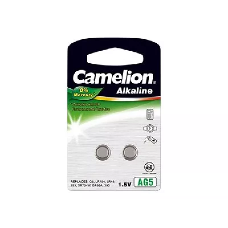 Button cell battery CAMELION AG5 (LR754, LR48) 1.5V — pack of 2
