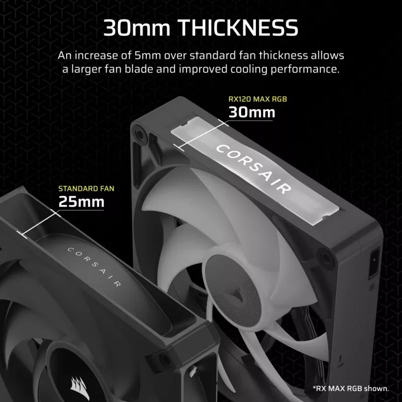 Corsair iCUE LINK RX120 MAX ARGB 120mm Case Fans 3-Pack Black