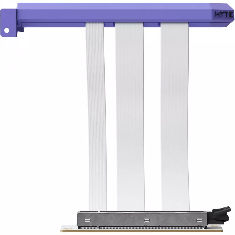 PCIe 5.0 Hyper Riser cable by HYTE, model ACC-HYTE-PCIE50-TM, 20 cm, purple/white