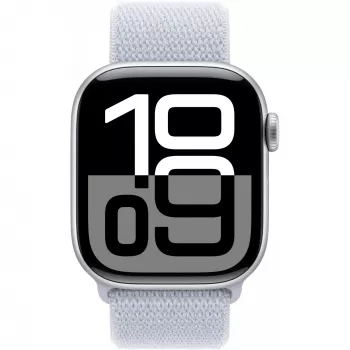 Apple Watch Series 10 Aluminum Case GPS + Cellular 42mm Silver Sport Loop blue cloud