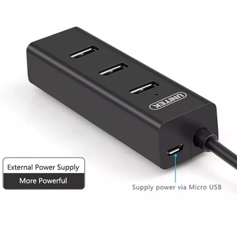UNITEK Y-3089 interface hub USB 3.2 Gen 1 (3.1 Gen 1) Type-A 5000 Mbit/s Black