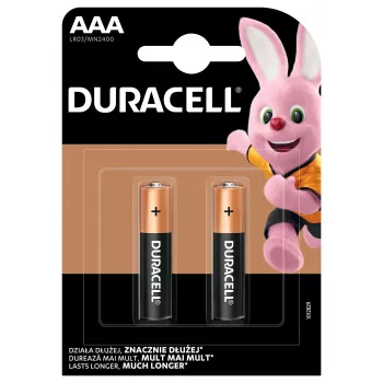 Alkaline battery Duracell Basic MN2400 AAA — pack of 2, single-use cells for low- to moderate-drain devices