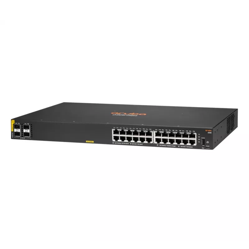 HPE Aruba Networking CX 6100 24G Class4 PoE 4SFP+ 370W Managed L3 Gigabit Ethernet (10/100/1000) Power over Ethernet (PoE) 1U Black