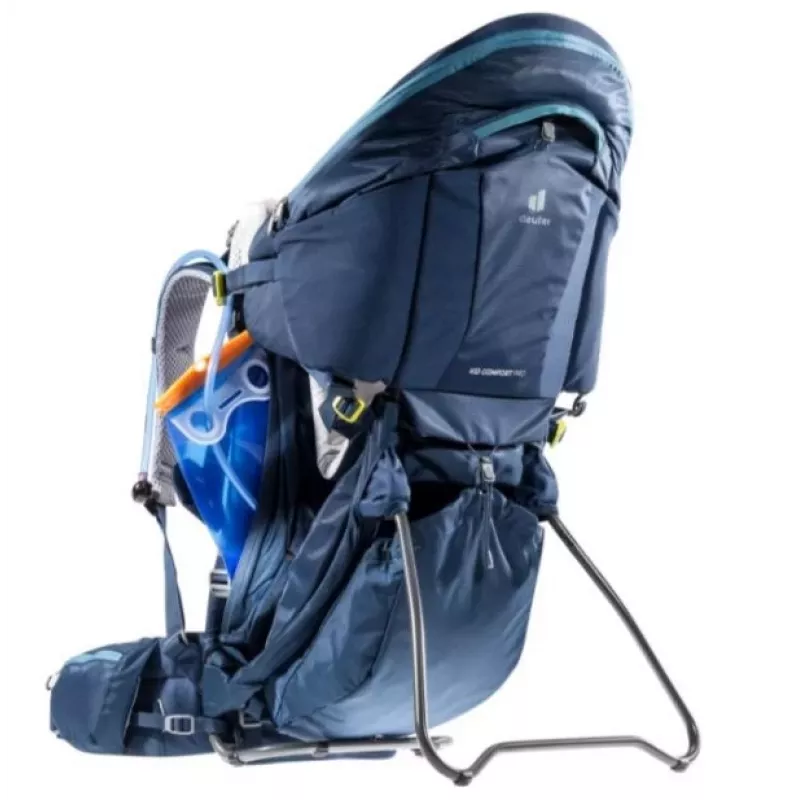 Baby carrier backpack Deuter Kid Comfort Pro, blue, polyamide, max 22 kg, sunshade, side pocket