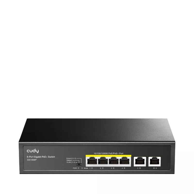 Network switch Cudy GS1006P Unmanaged Gigabit Ethernet 6-port PoE, 12 Gbit/s, 2048 MAC, Black
