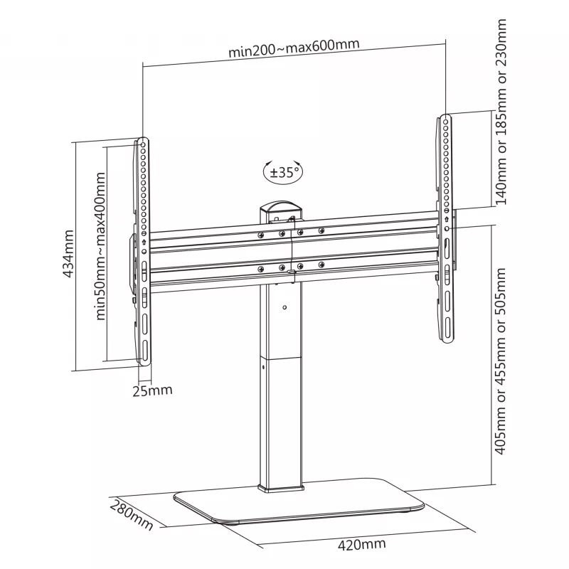 SBOX TV wall mount FS-305-2 for 37–70 inch screens, load capacity 40 kg, VESA up to 600×400