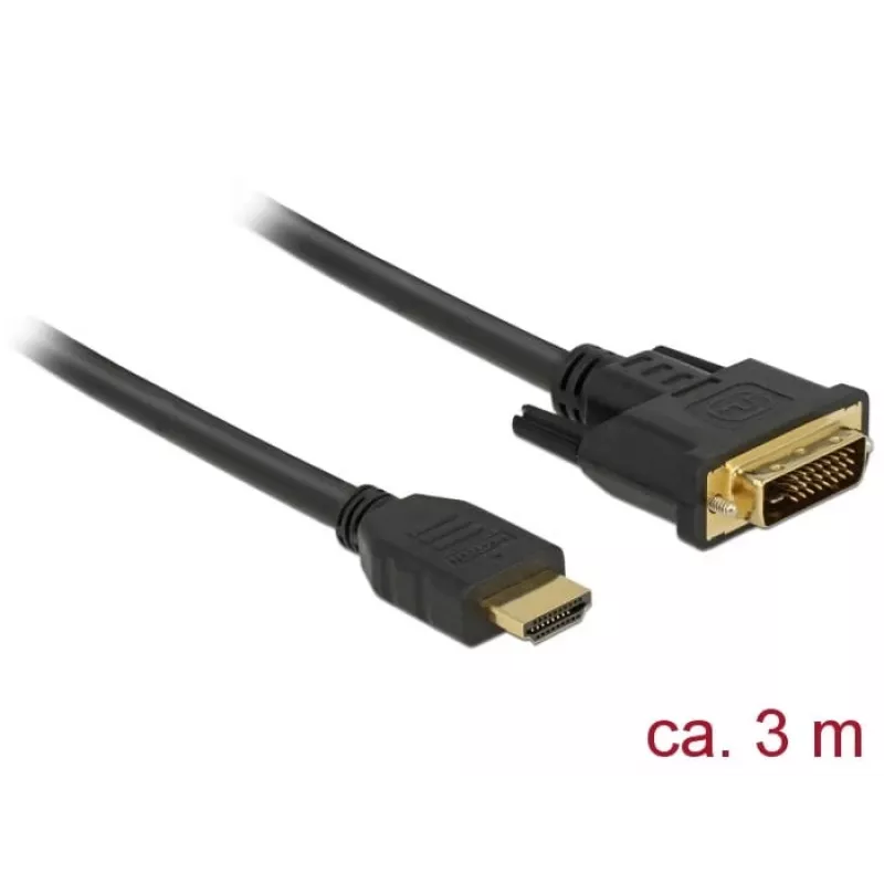 Video cable adapter DeLOCK 85655 3m HDMI Type A DVI Black