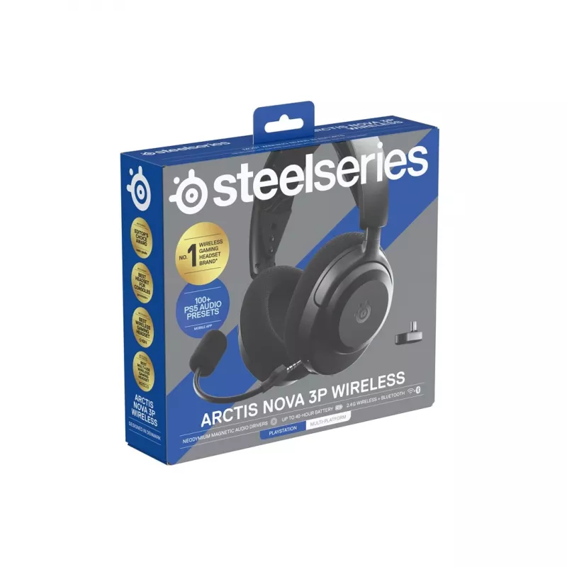 Headset STEELSERIES Arctis Nova 3P Wireless Bluetooth Circumaural Head-band, 20–22000 Hz, 260 g, Black
