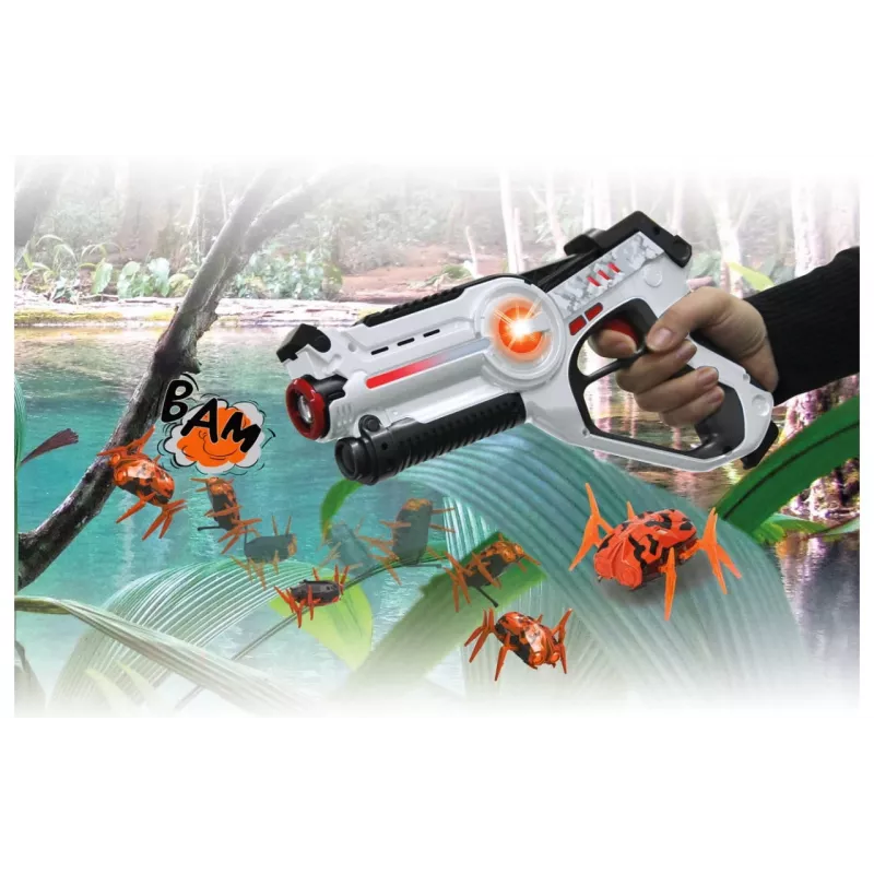 Jamara 410065 Impulse Laser Bug Hunt Set, Toy Laser Gun with Target, White/Orange