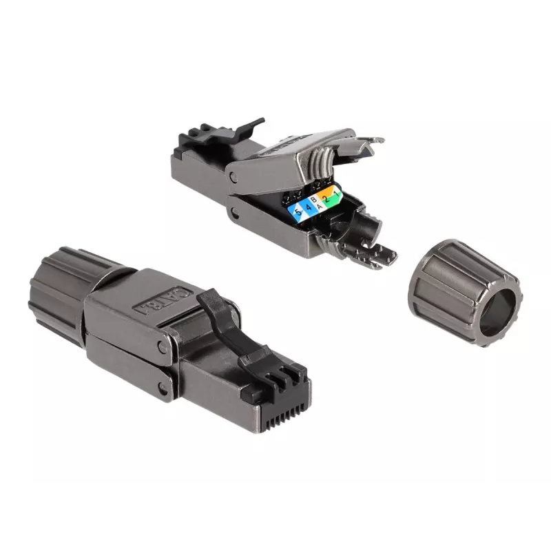 Network Cable DeLOCK RJ45 plug Cat.8.1 STP toolfree Black