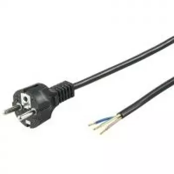 Wentronic Goobay Grounded Power Cable for custom assembly, 2 m, Black - Type F (Type F, CEE 7/7) > loose cable ends (94701)