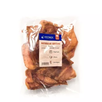 Dog chew PETMEX Pork ear pack of 10 · natural pork ears 40 g each · total 400 g · for adult medium and large dogs