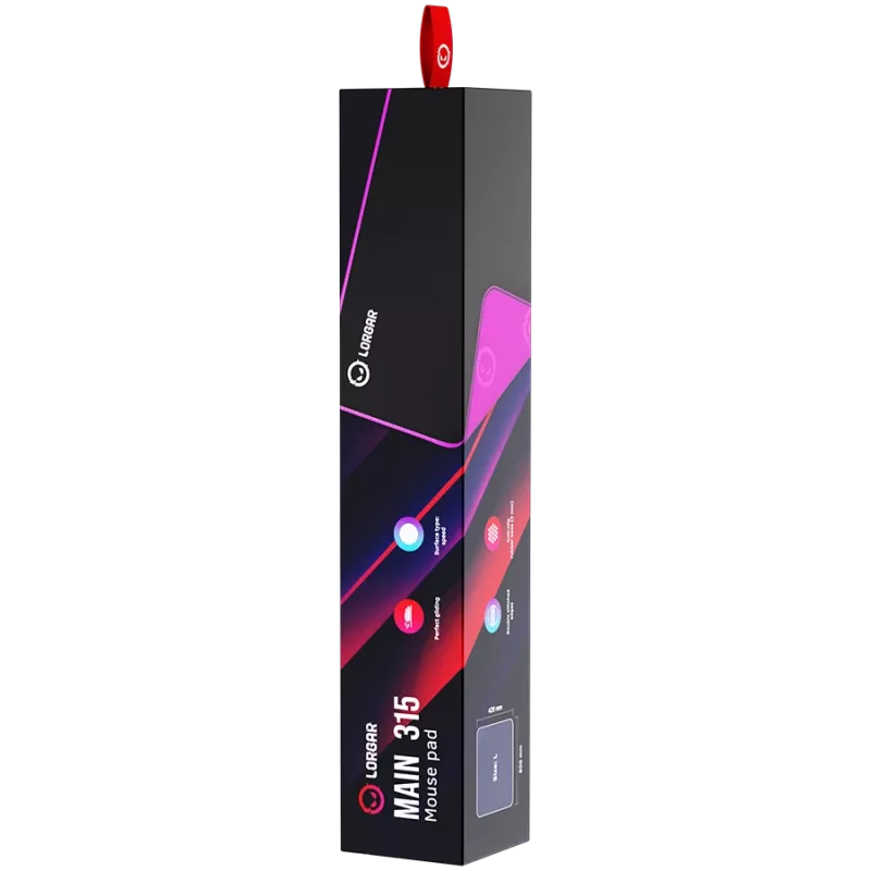 Lorgar Main 315, Gaming mouse pad, High-speed surface, Purple anti-slip rubber base, size: 500mm x 420mm x 3mm, weight 0.39kg