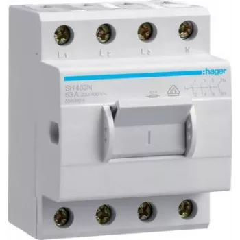 Hager SH463N Compact Switch 63A 4 normally-open contacts 400VAC 3.5PLE