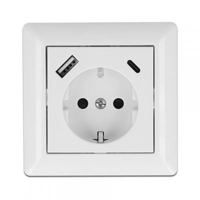 DeLOCK 11489 Socket Outlet CEE 7/3 + USB White 250V 16A