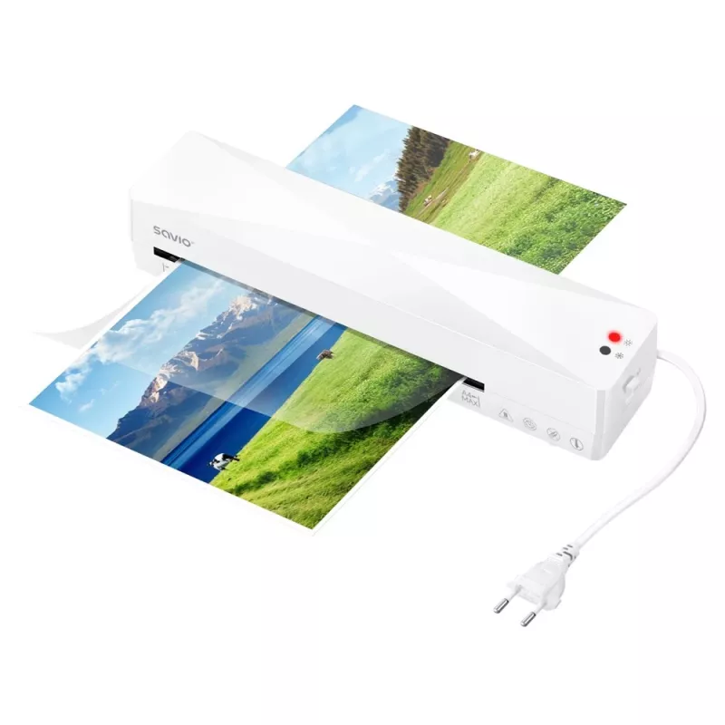 Cold/hot laminator SAVIO LR-01/W — max width 230 mm, 320 mm/min, 300 W, white