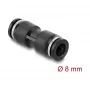 Pneumatic connector DELOCK 8 mm straight, female thread, metal/plastic, length 39 mm, black