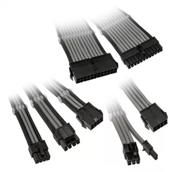 Braided Cable Extension Kit Kolink Core Adept — 6-piece PSU & motherboard extensions, PET jacket, copper conductors, lengths 300–350 mm