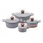 PROMIS Granite Cookware Set, 16 cm Saucepan and 20, 24, 28 cm Pots, Brown Handles